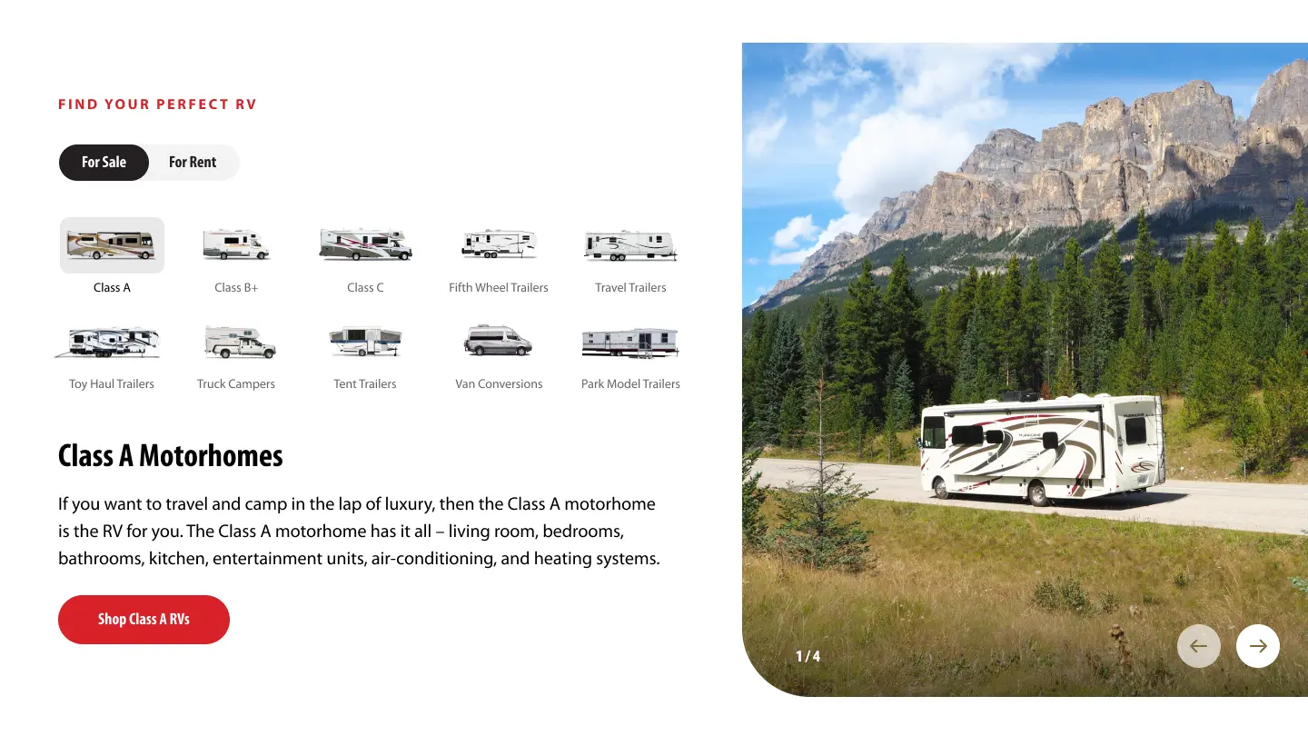 Find Your Perfect RV - Educational content helping users choose the right RV type