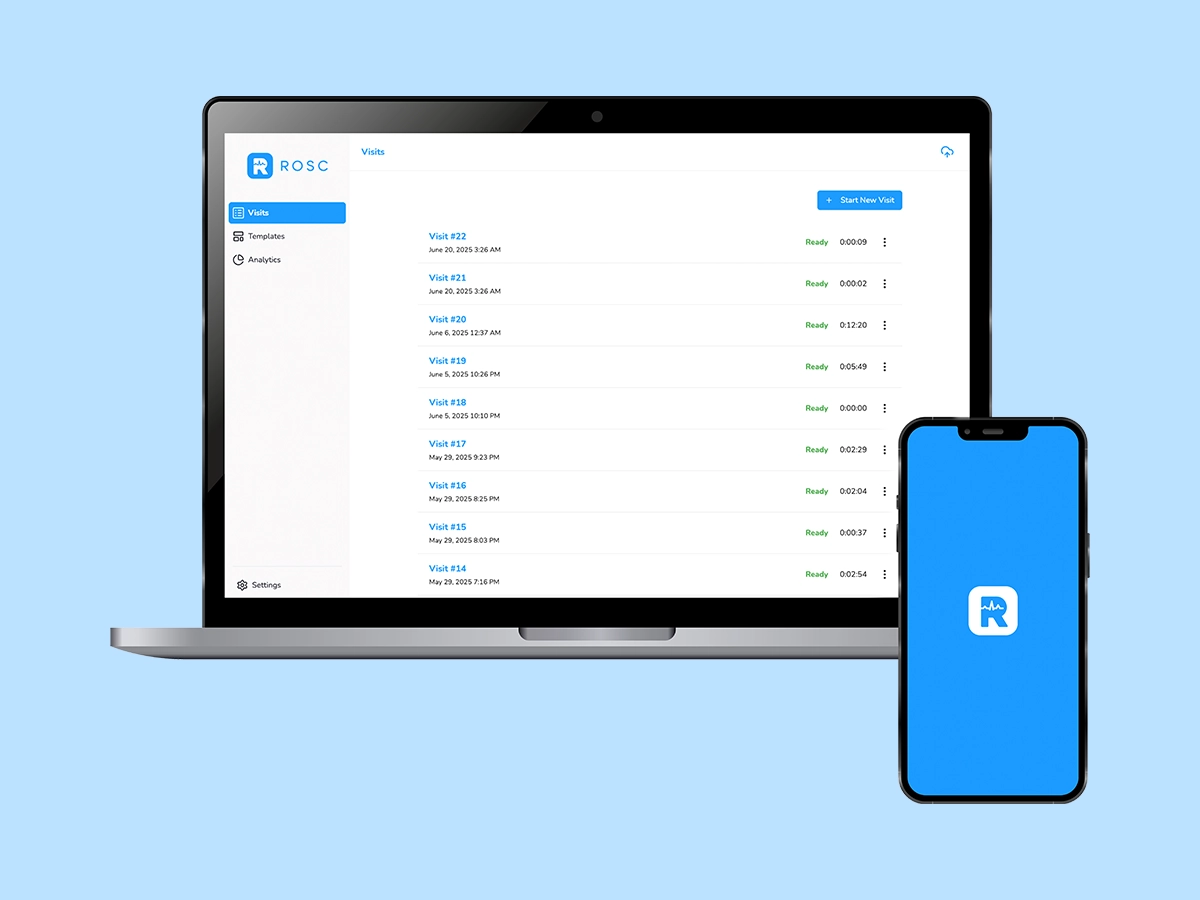 ROSC.ai desktop and mobile app interface