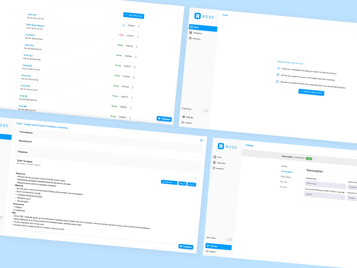 Web application interface mockups