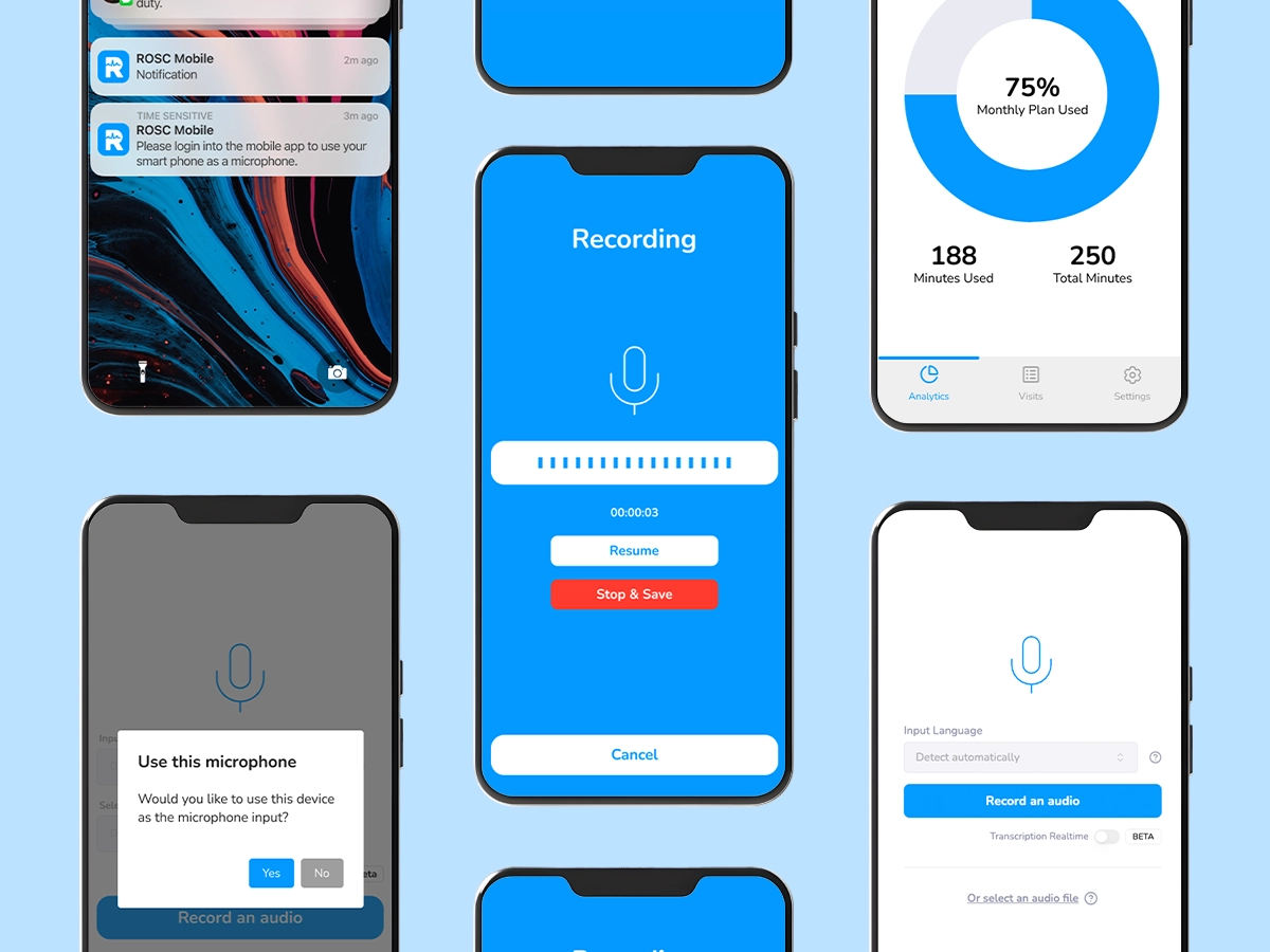 Mobile app interface mockups